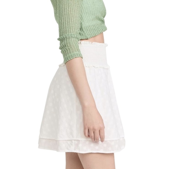 NEW Rails Addison Embroidered Daisy Smocked Waist Tiered Mini Skirt in White M - Picture 2 of 13